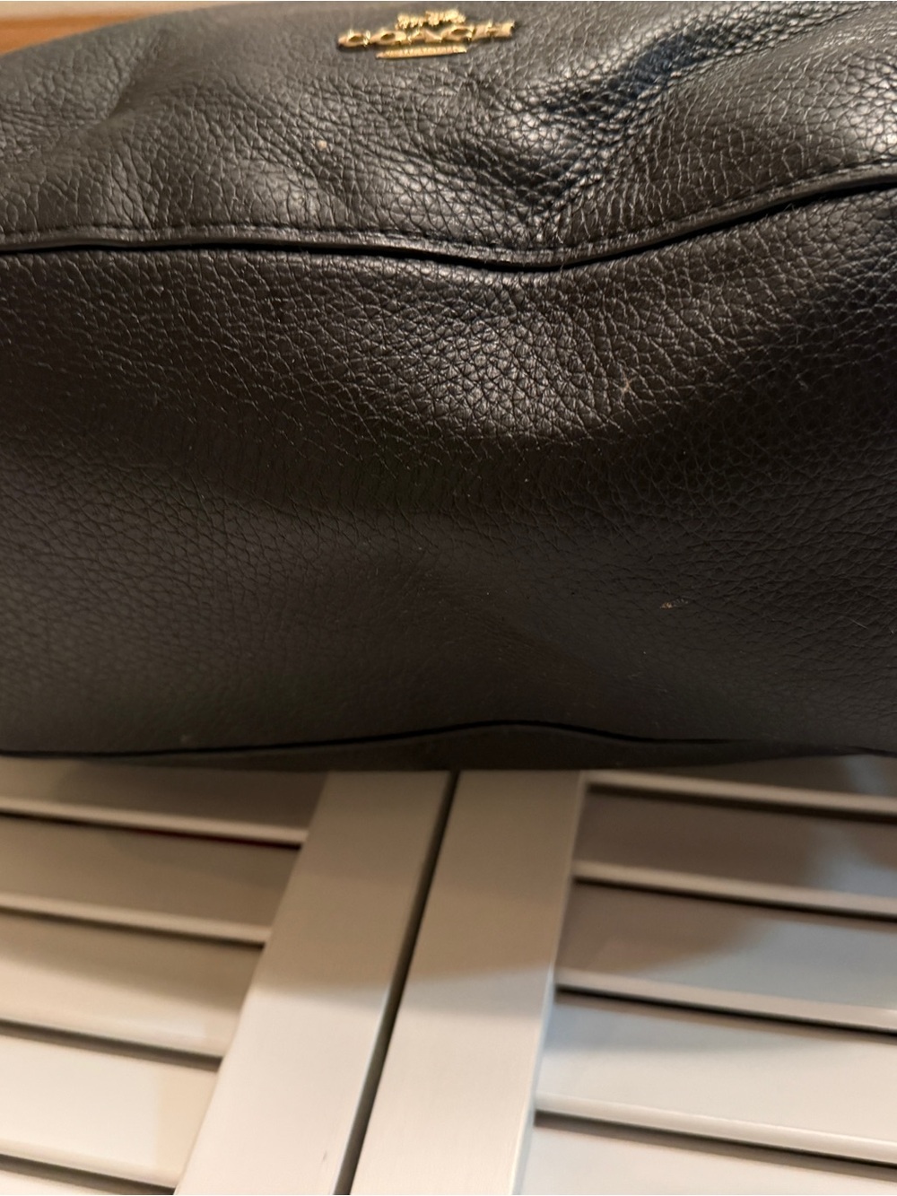 Coach Elle Black Pebbled Leather Tote with Gold Chain Straps - Picture 7 of 16
